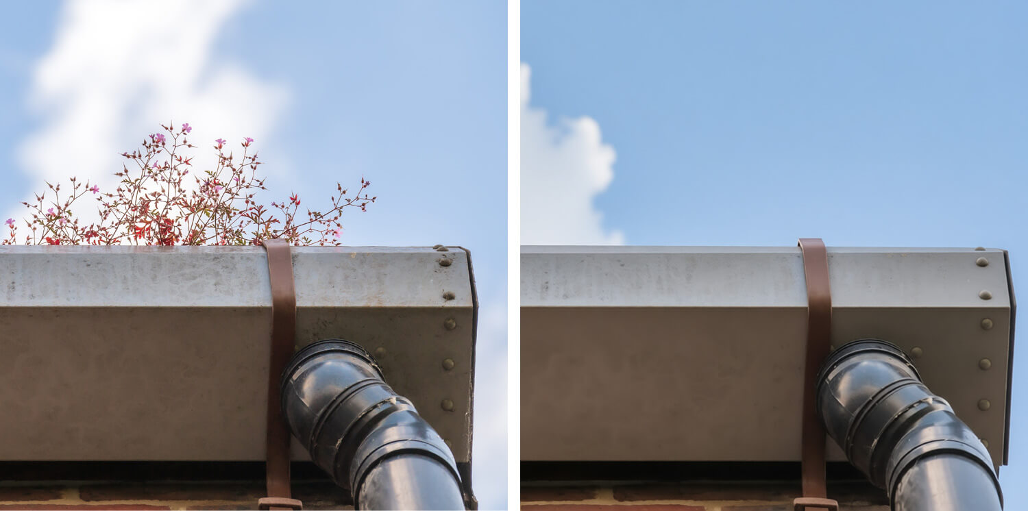 Plymouth gutter cleaner - before and after gutter cleaning